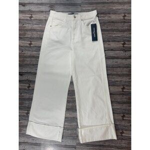 Veronica Beard HR Taylor Wide Leg Cuffed Crop Jeans Sz 27 white NWT $298 *defect